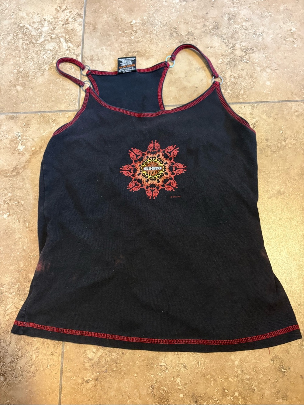 Harley-Davidson Black Tank with Red Trim and Center Emblem